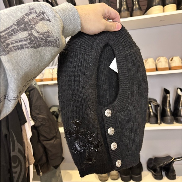 Black Knit Sweater with Cross Detail